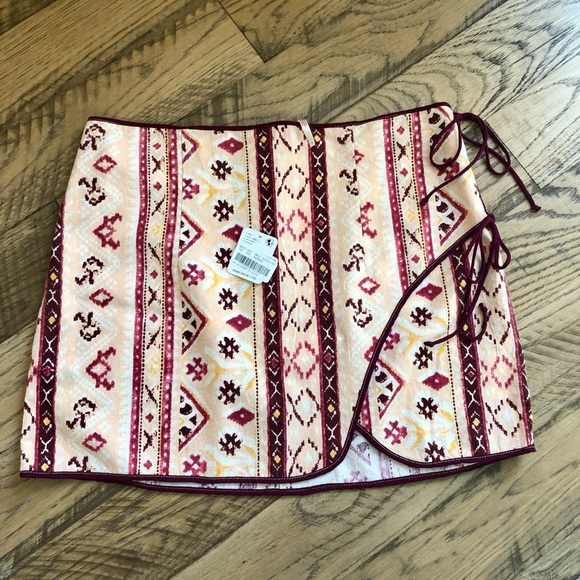 NWT Free People Tuscan Sunrise Cleo Printed Wrap Skirt In Multi Combo 12 - Picture 3 of 9